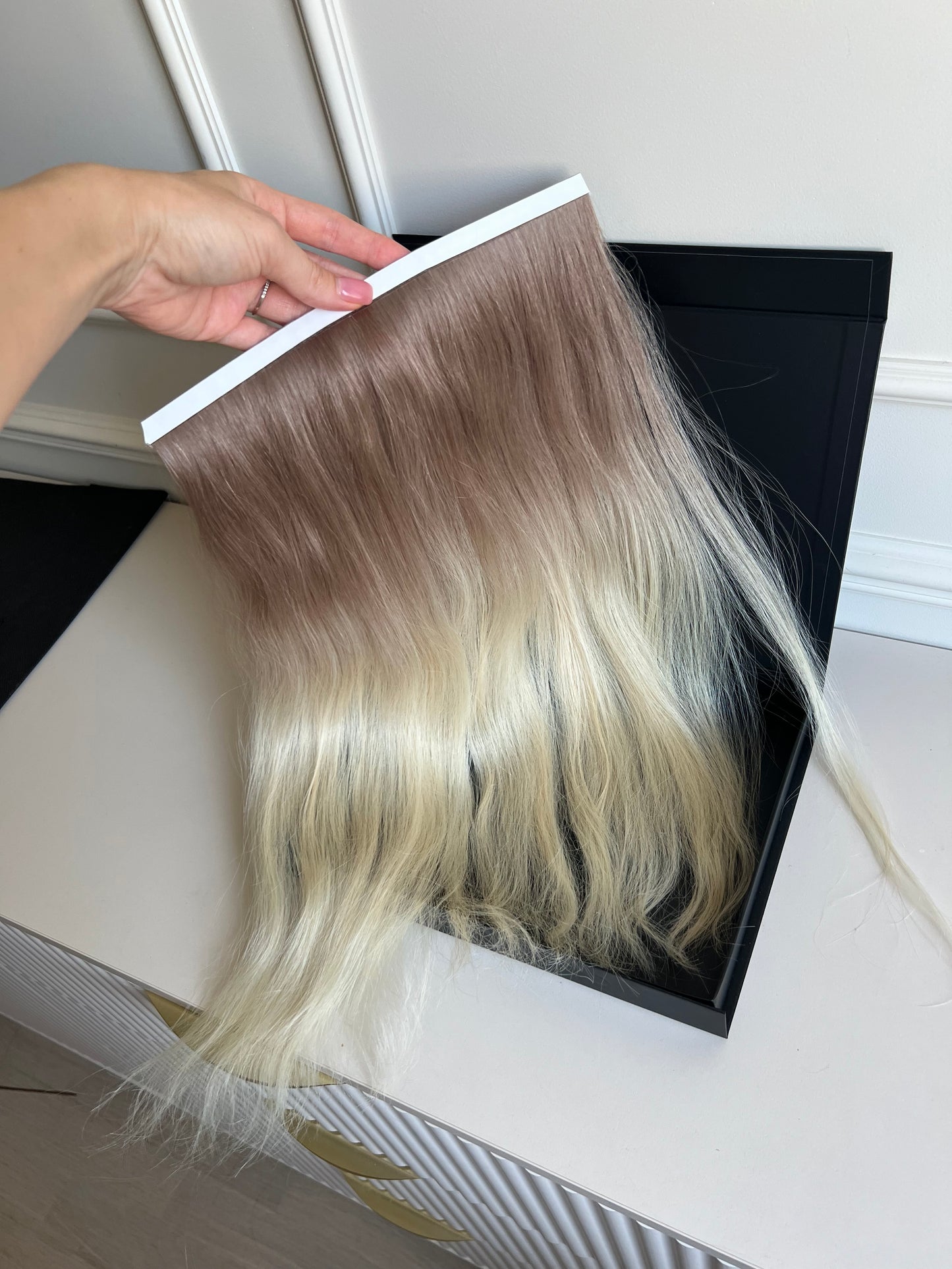 Włosy doczepiane Farbowane z dziewiczych 50 cm 48 g Bio taśmy ombre jasny Blond