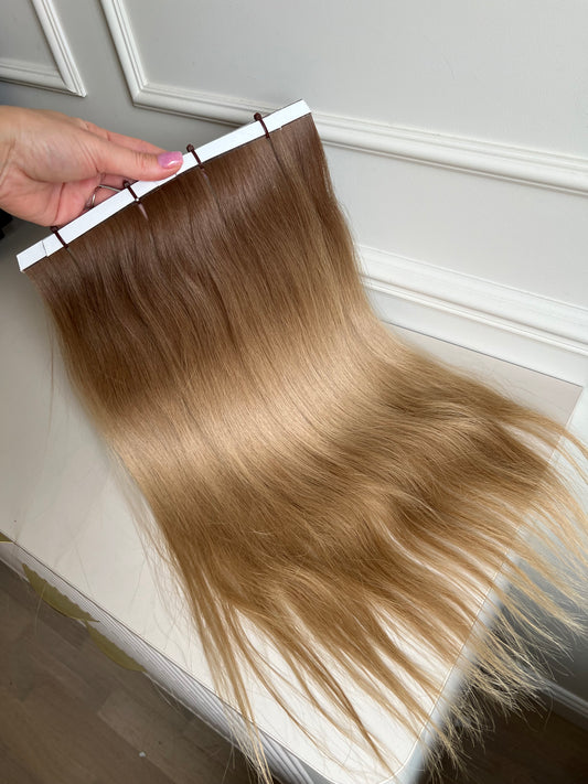 Włosy doczepiane słowiańskie biotaśmy 52 cm 75 g ombre ciemny Blond