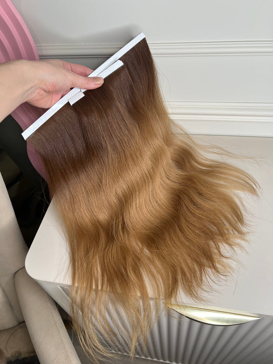 Ciemny Blond ciepły ombre falowane biotaśmy - 44cm 74g