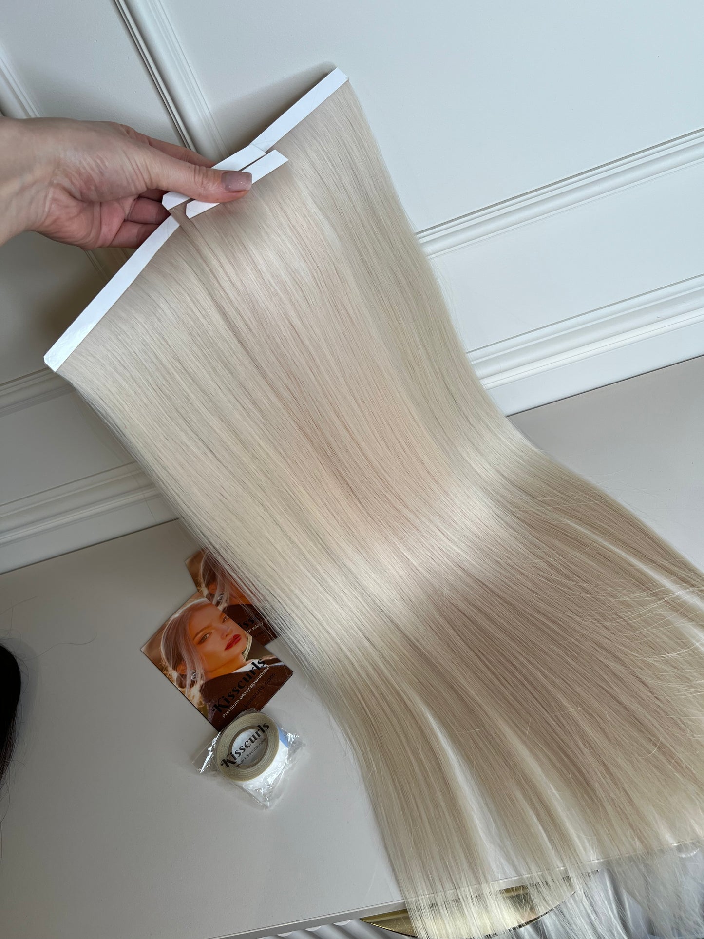 Doczepiane włosy naturalne Słowiańskie Bio taśmy 96 gram 62 cm