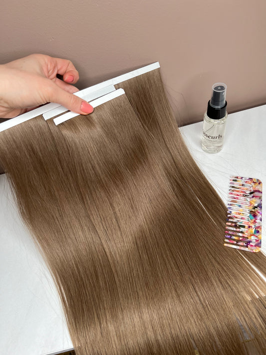 Chłodny ciemny blond Włosy słowiańskie biotaśmy 88g 45cm