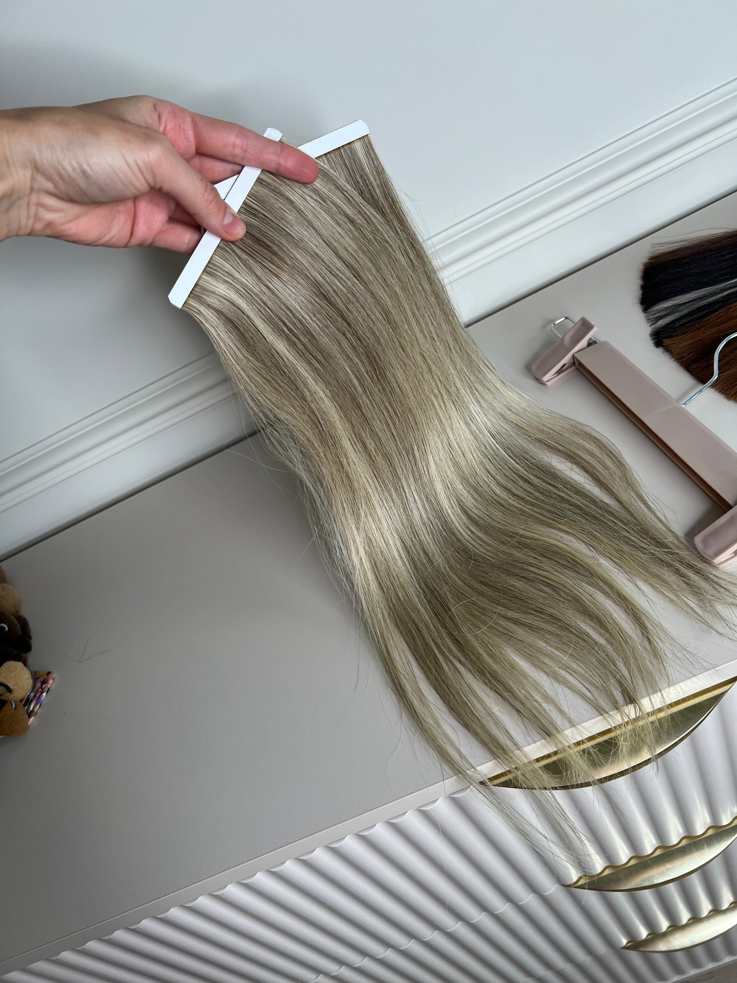 DIY Blonde Highlights Hair on Tape Bio Long Tape Wefts Premium Slavic Hair 42g 46cm