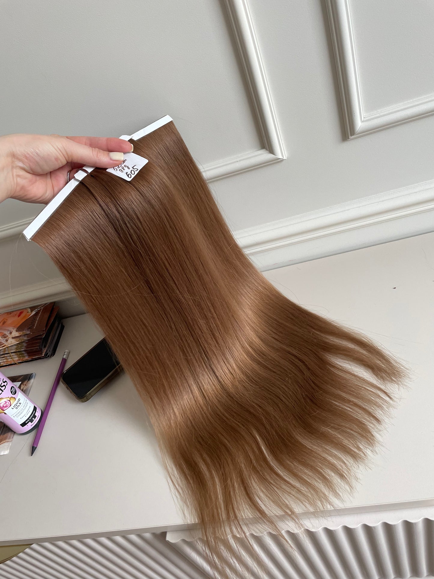 Włosy naturalne słowiańskie jasny Brąz 52 cm 98 g