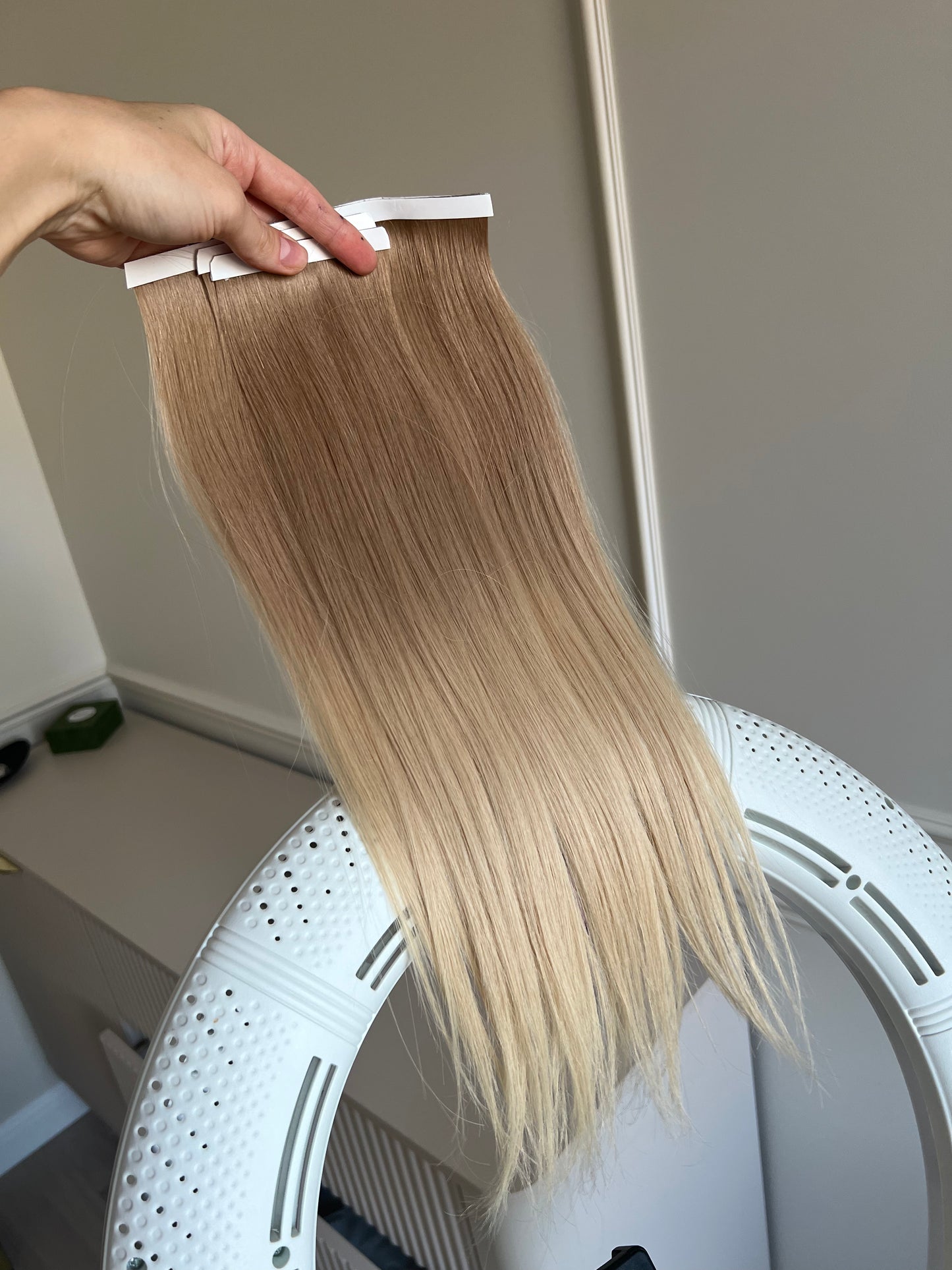 3 Wide Bio Long Tape Wefts 43cm 55g High Quality Slavic Human Hair Cut from One Head ombre blond