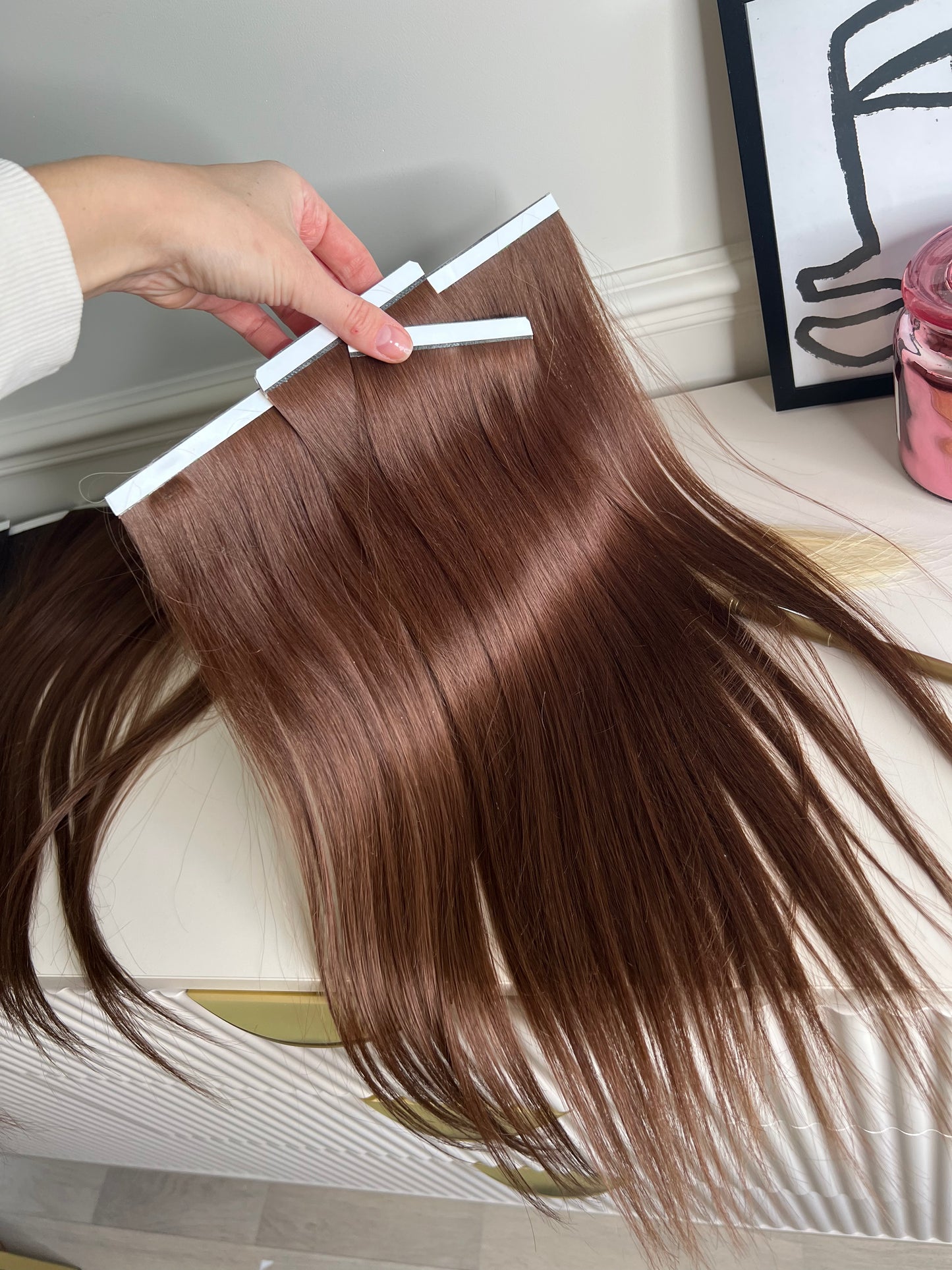 3 Wide Bio Long Tape Wefts 74g 45cm Medium Brown