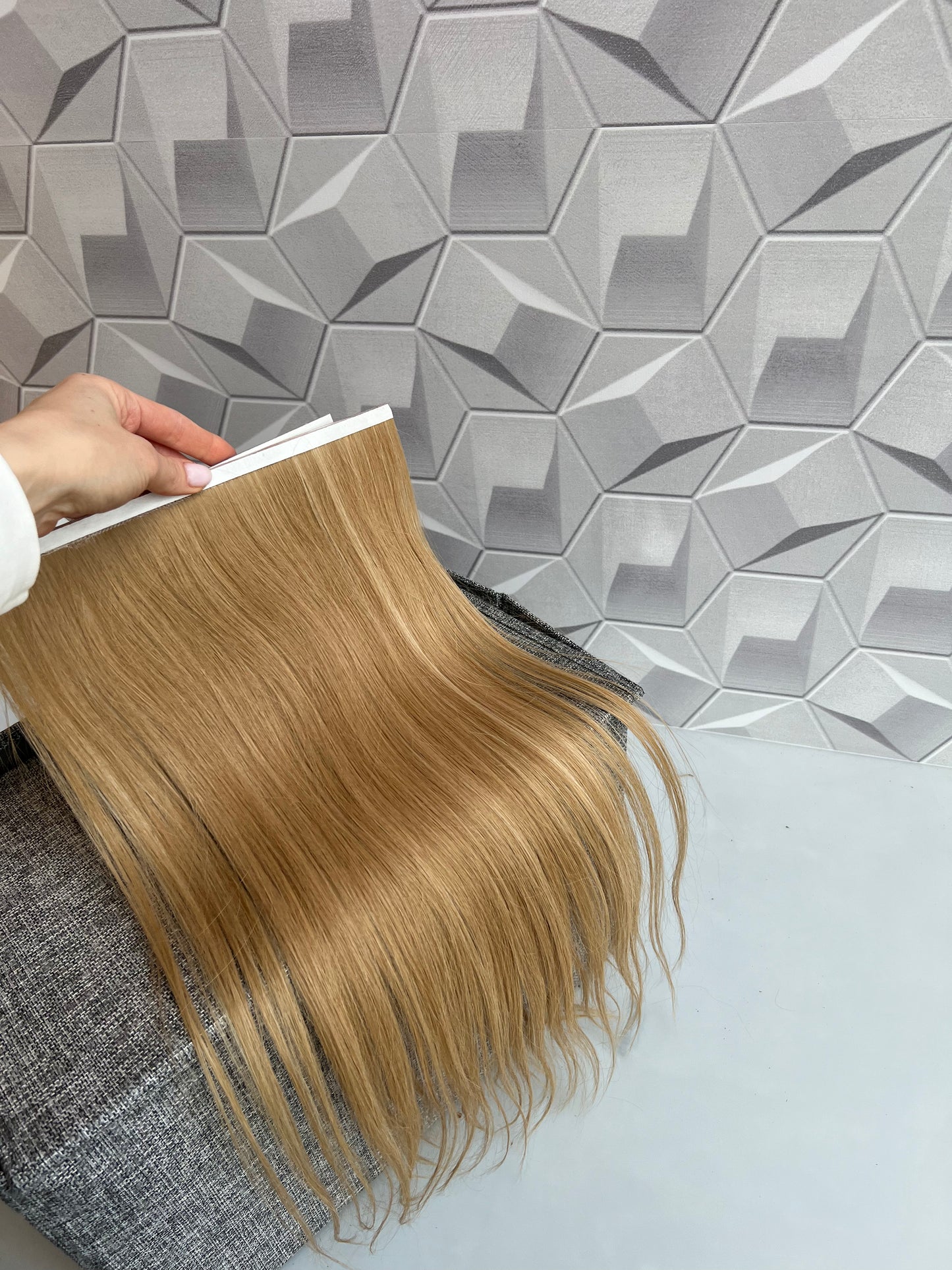 Blonde highlights Long Tape Wefts, dark blonde human hair, set, 50 cm, 66 g