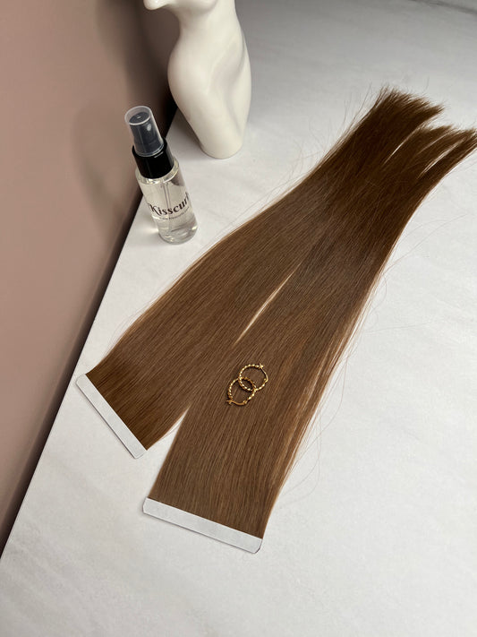 Jasny brąz Włosy na szerokiej taśmie Naturalne doczepiane - Słowiańskie, 23g,  40cm