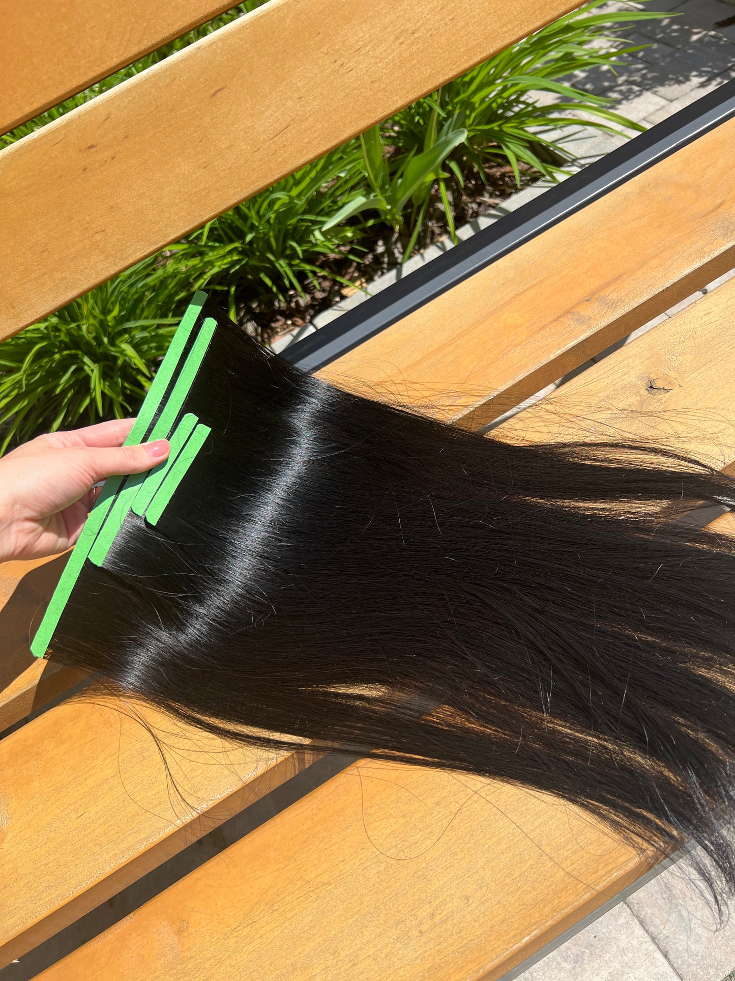 Doczepiane włosy naturalne na taśmie 45cm 68gr Czarny