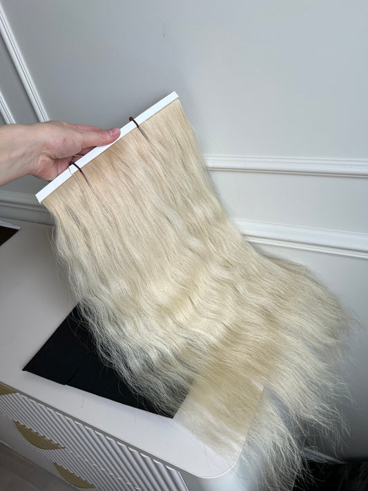 Włosy naturalne falowane słowiańskie doczepiane Bio taśmy 52 cm 75 g