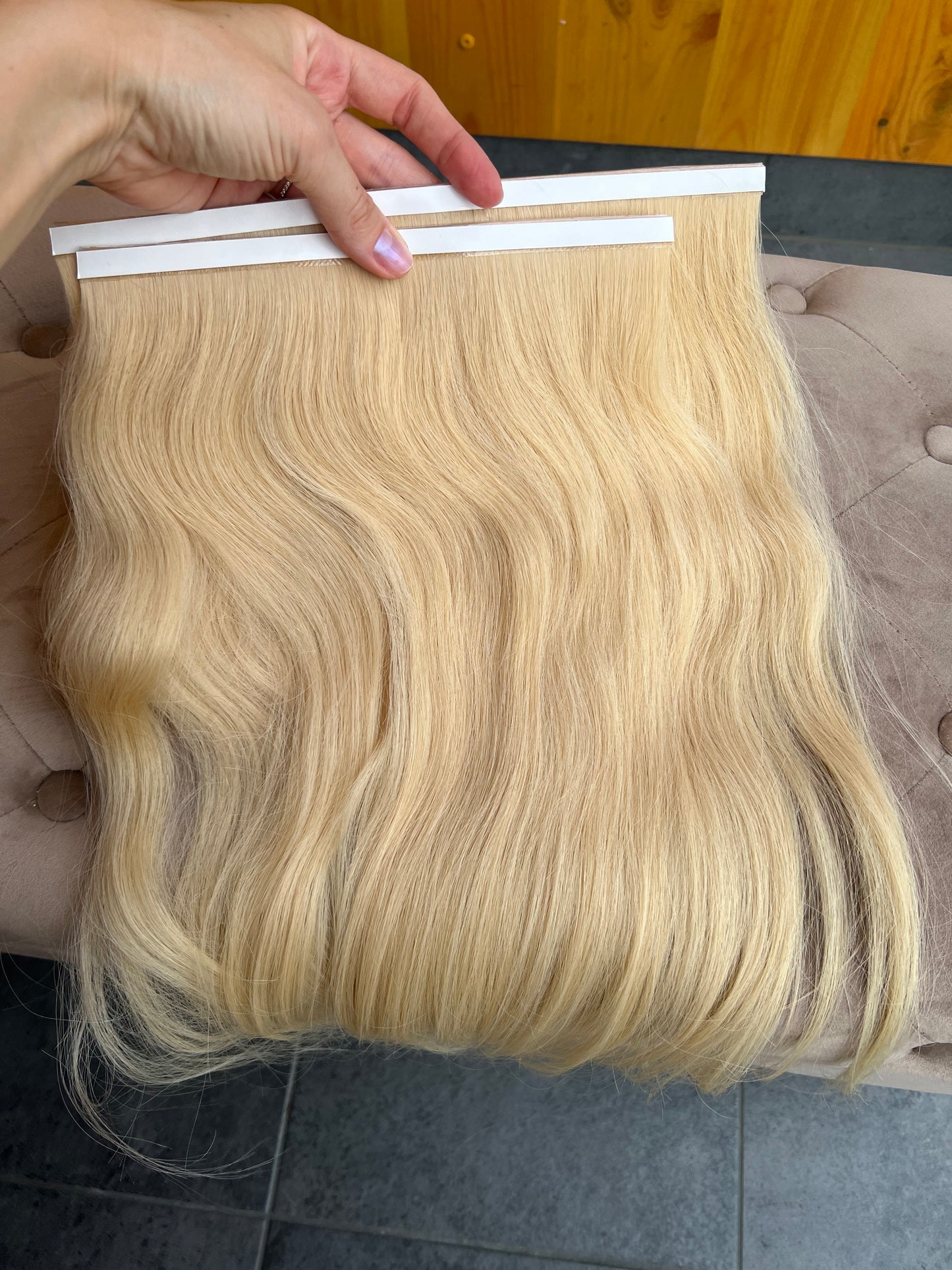 Bio taśma jasny Blond proste 87g 44cm włosy Słowiańskie