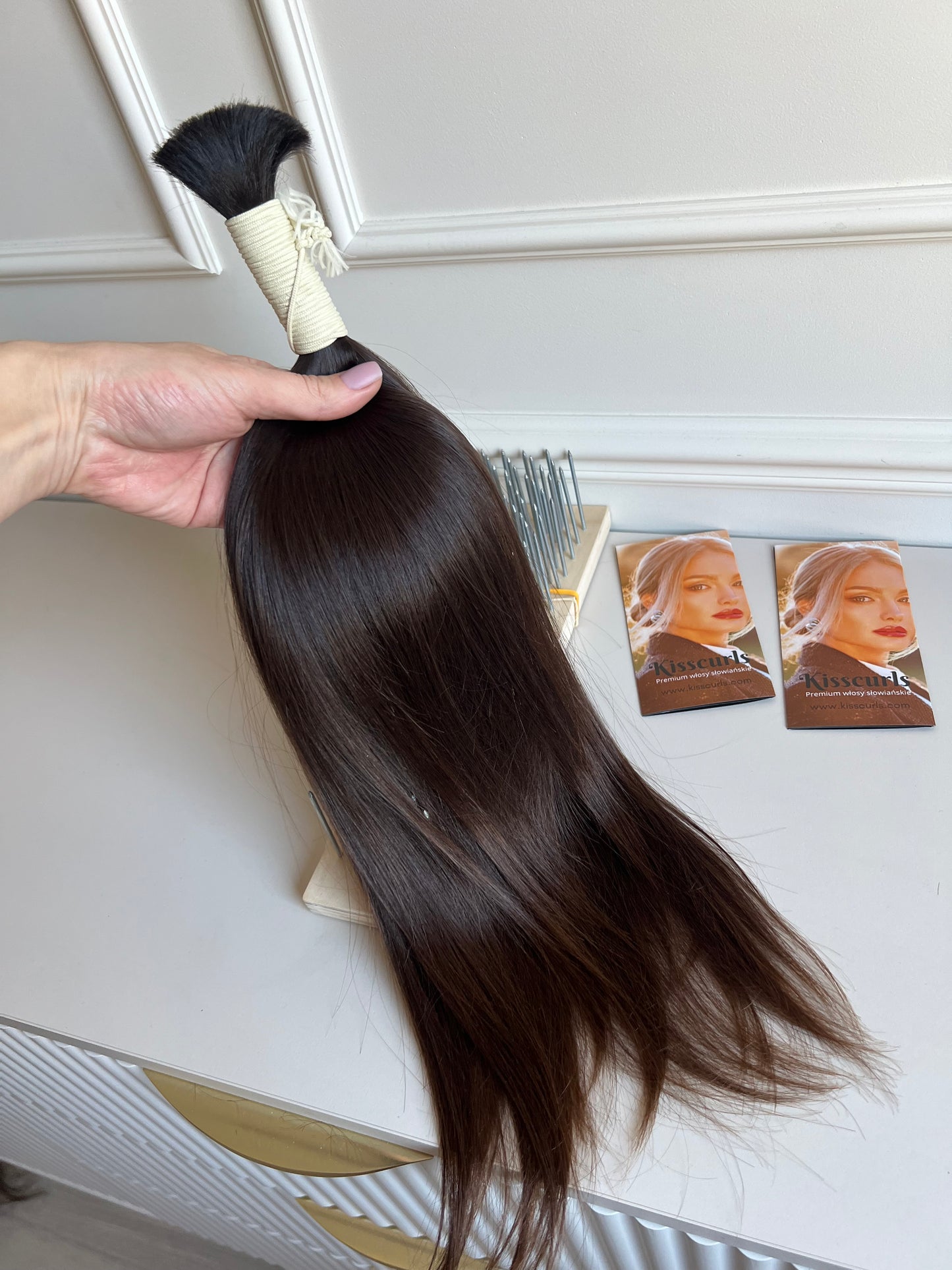 Włosy dziewicze naturalne Jeden dawca Dziewicze nie farbowane ciemny brąz 100g 52cm