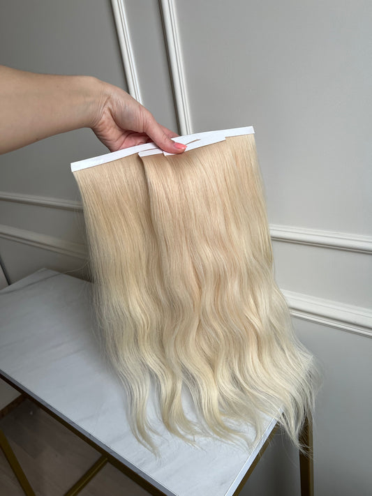 Włosy Naturalne doczepiane 45 cm 73 g Bio taśmy jasny Blond