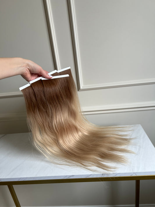 Włosy naturalne doczepiane bio taśmy 80g 54cm ombre blond