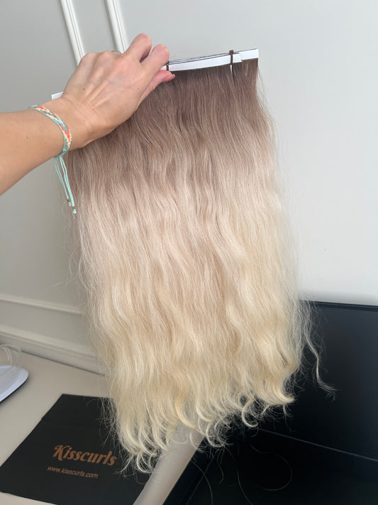 Włosy doczepiane rozjaśnione z dziewiczych 143 g 59 cm