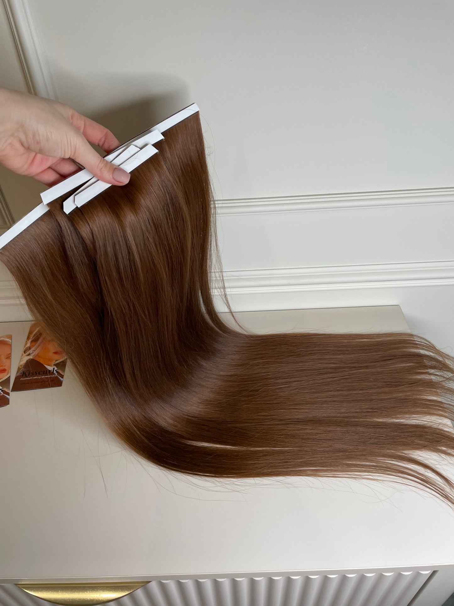 Doczepiane włosy jasny Brąz biotaśmy 4 szt 140g 70cm Włosy słowiańskie naturalne