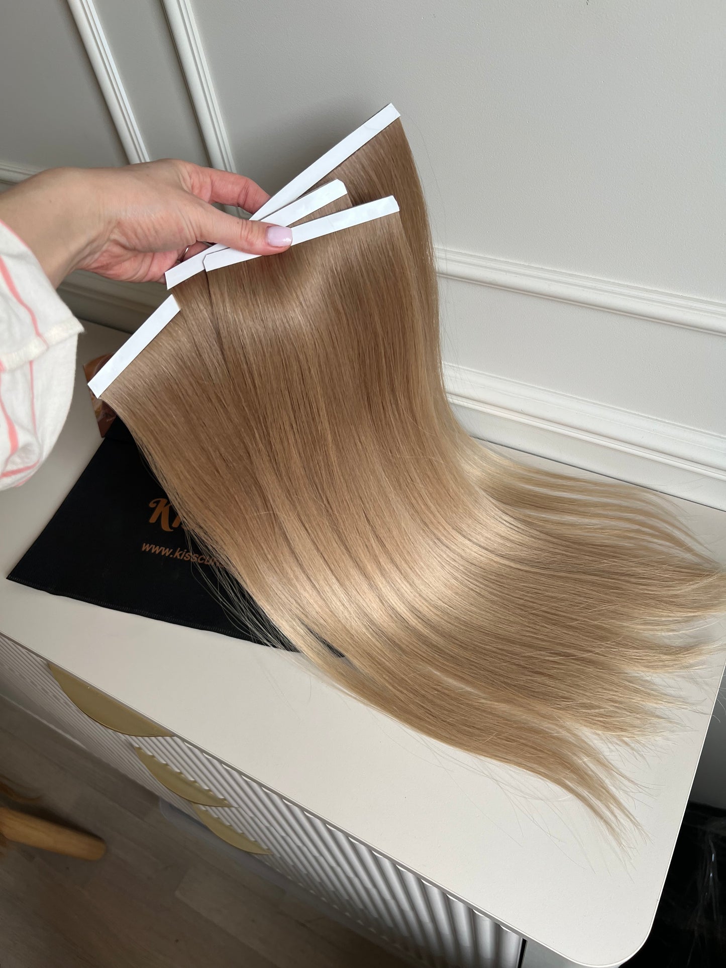 Włosy doczepiane naturalne 56 cm 108g Biotaśmy Ombre ciemny Blond