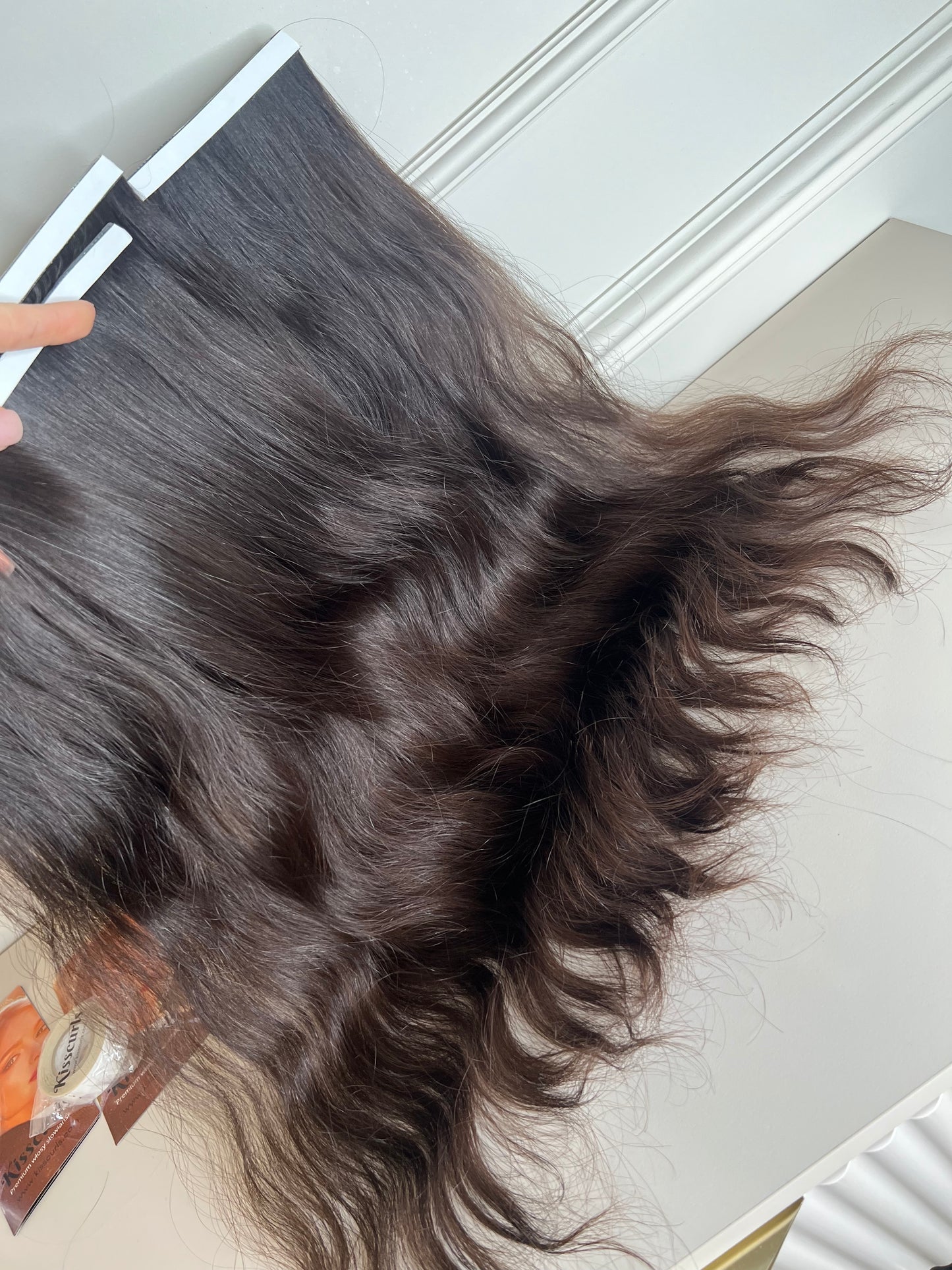 Włosy dziewicze nie farbowane naturalne falowane Metoda Bio taśmy 101g 48cm