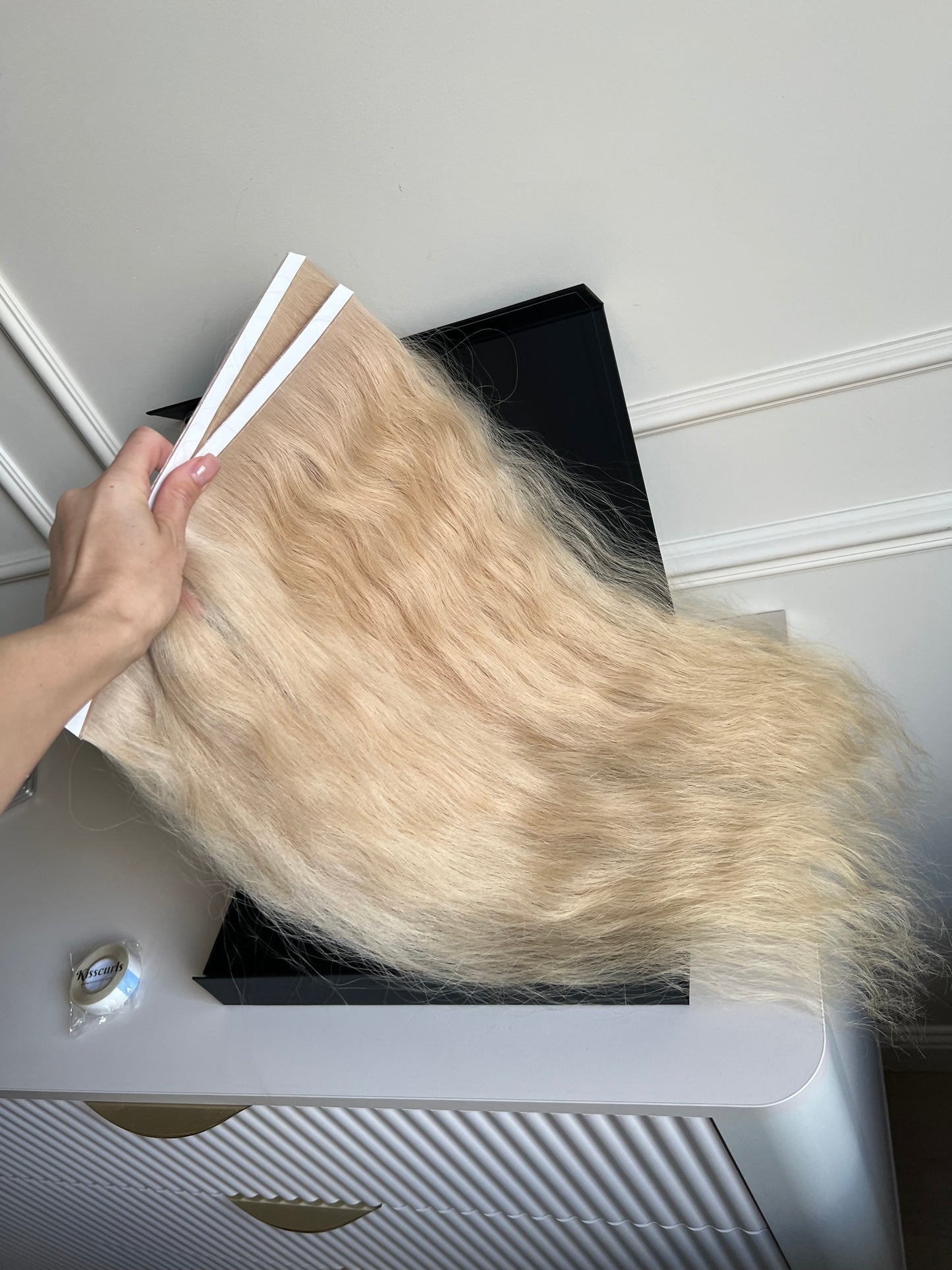 Włosy doczepiane słowiańskie ciepły Blond falowane 112 g 60 cm Bio taśmy