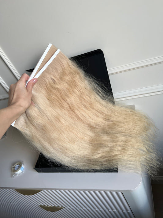 Włosy doczepiane słowiańskie ciepły Blond falowane 112 g 60 cm Bio taśmy