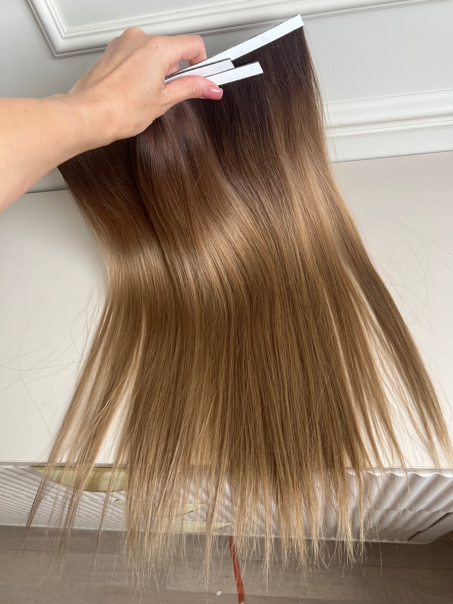 Włosy słowiańskie doczepiane 51 cm 109 g biotaśmy Ombre