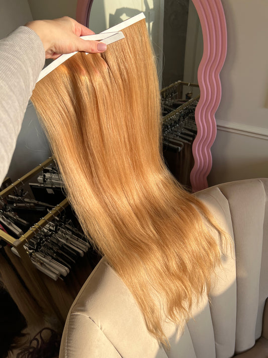Włosy słowiańskie naturalne Słoneczny Blond Bio Taśmy 101 g 70 cm