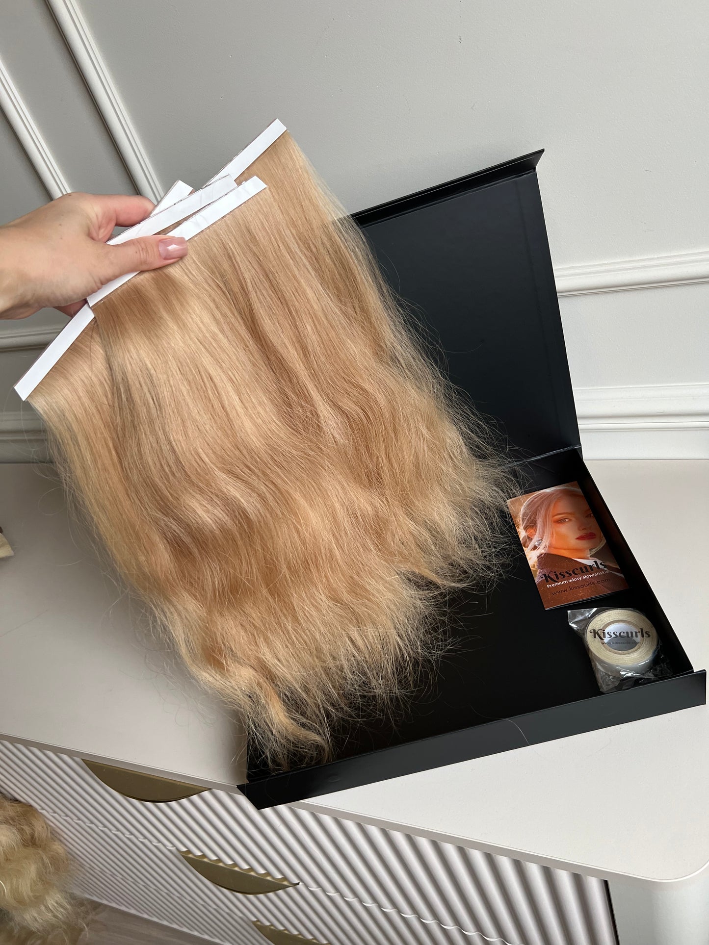 Włosy doczepiane słowiańskie naturalne 40 cm 121 g 4 taśmy