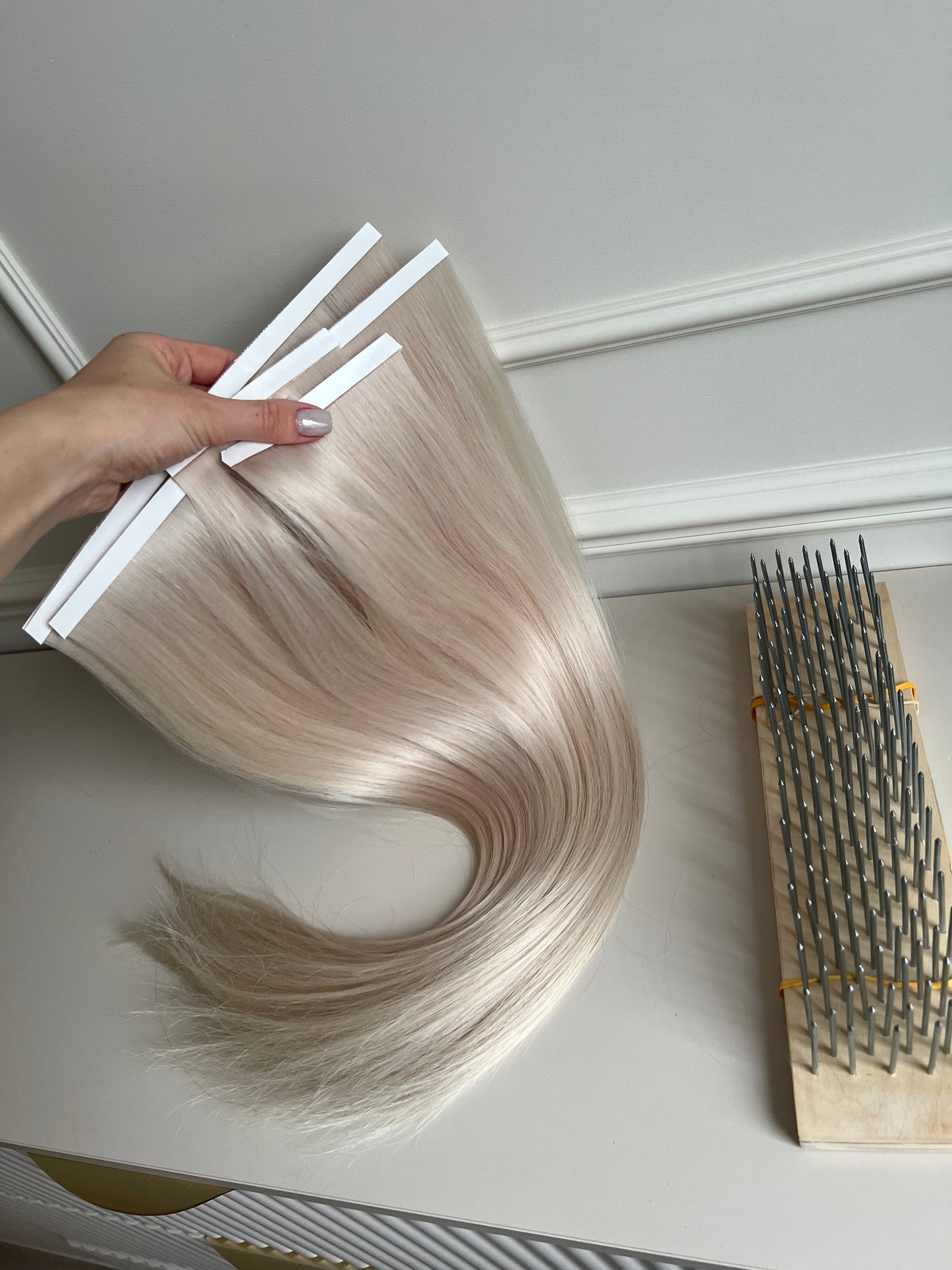 Włosy naturalne słowiańskie doczepiane jasny Blond 152 g 60 cm Bio taśmy