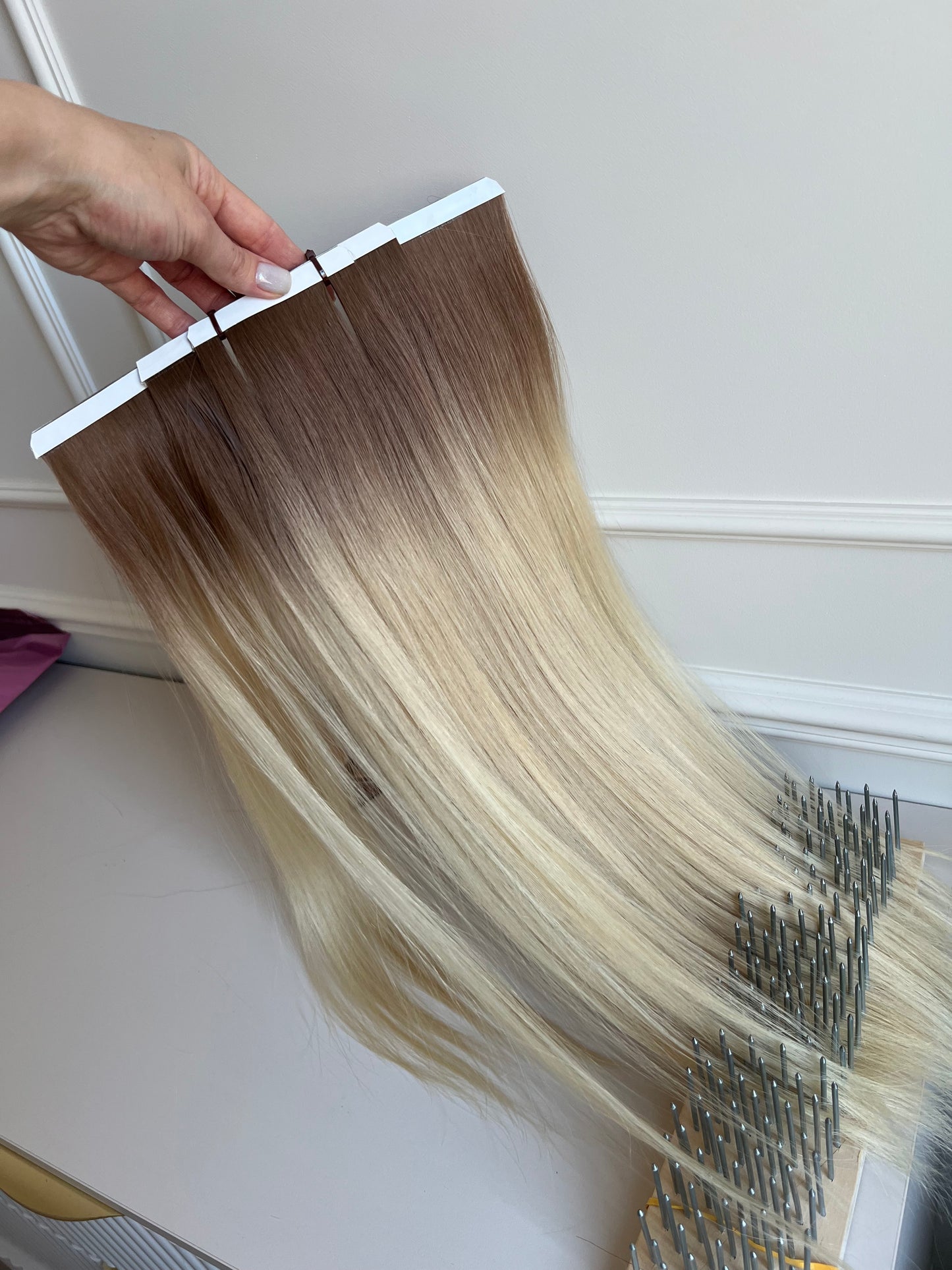 Włosy naturalne słowiańskie jedną głowę 103 g 54cm - biotaśmy