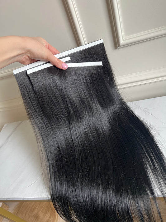 Włosy Naturalne doczepiane Słowiańskie bio tape 94 g 55 cm. Czarne