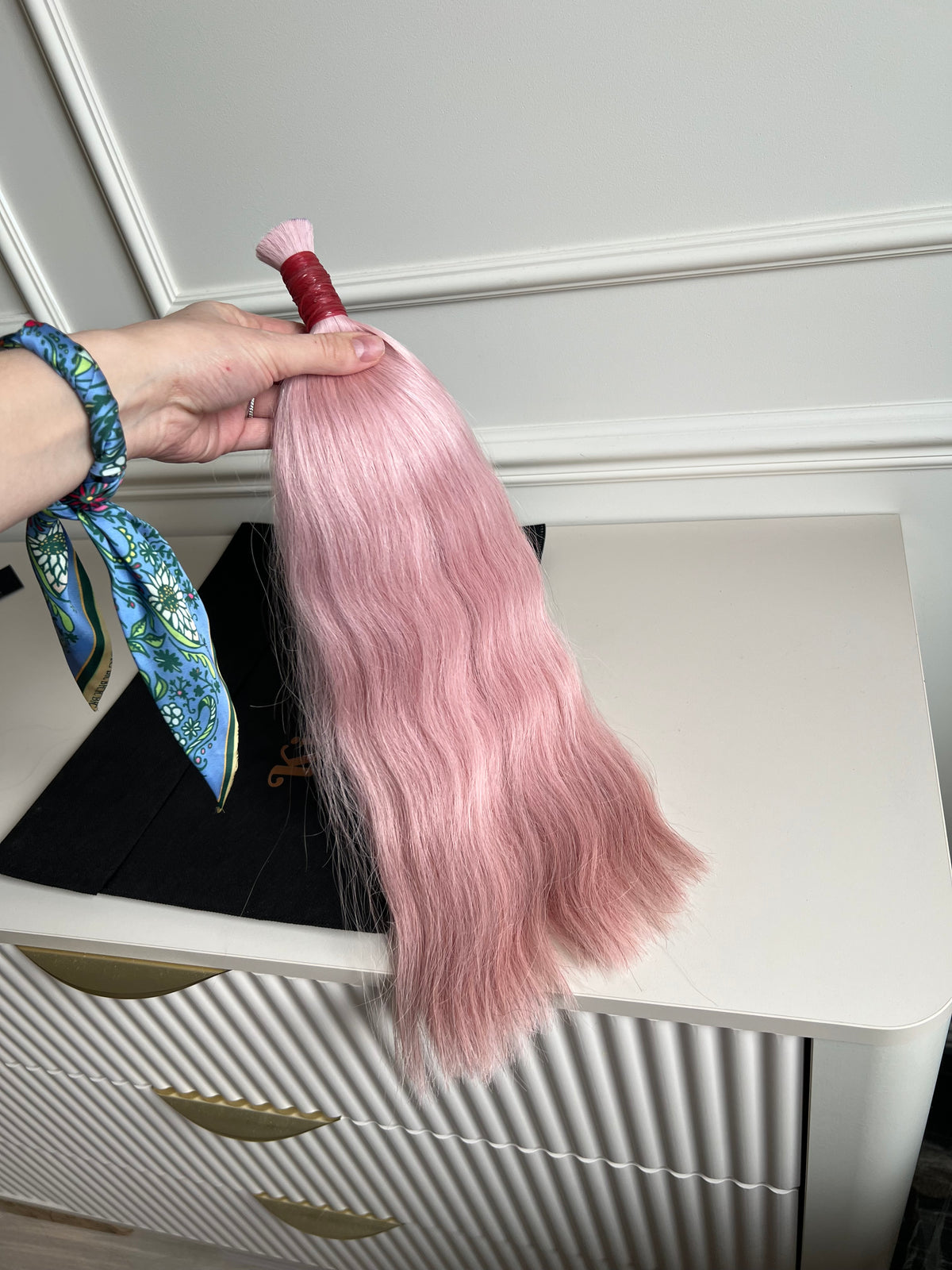 Włosy naturalne do przedłużania w kitce 105g 45cm - różowy Blond LUX