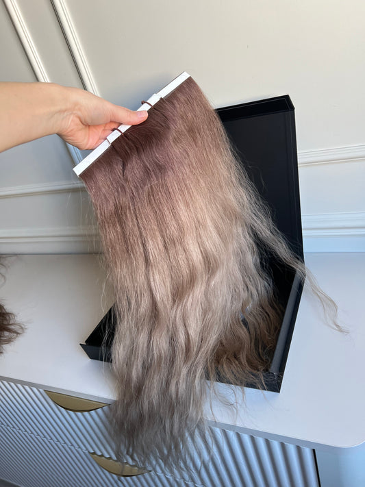Włosy doczepiane słowiańskie falowane ombre 58 g 64 cm ￼