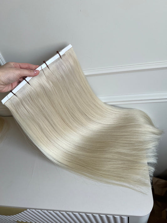 Włosy doczepiane jasny Blond Bio taśmy 145 g 57 cm
