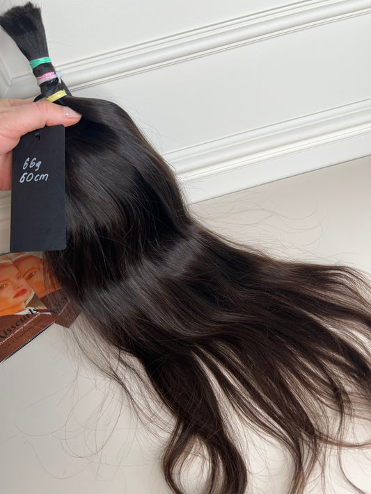 Włosy naturalne Dziewicze nie farbowane w kitce 66 g 60cm Cięte z jednej głowy