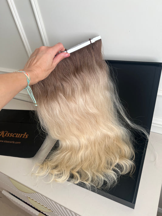 Włosy doczepiane rozjaśnione z dziewiczych 143 g 59 cm