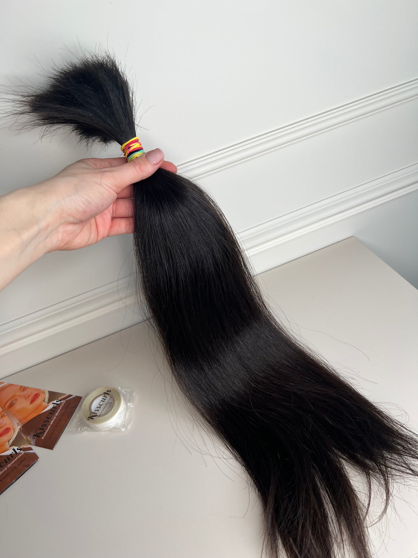 Włosy naturalne nie farbowane w kitce 87g 58 cm Wyczesane Cięte z jednej głowy