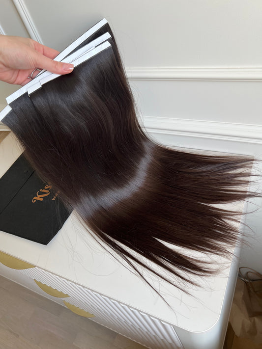 Włosy doczepiane dziewicze nie farbowane Bio taśmy 53 cm 144 g
