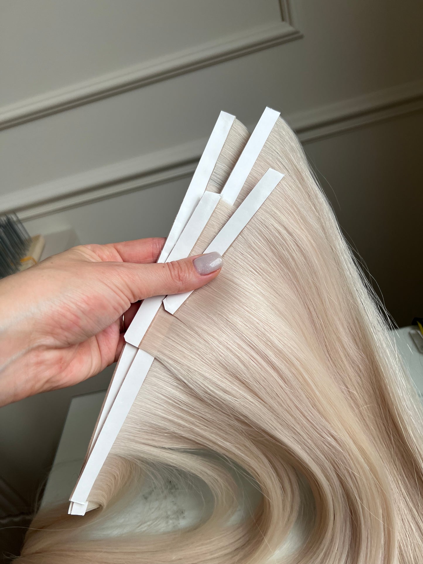 Włosy naturalne słowiańskie doczepiane jasny Blond 152 g 60 cm Bio taśmy