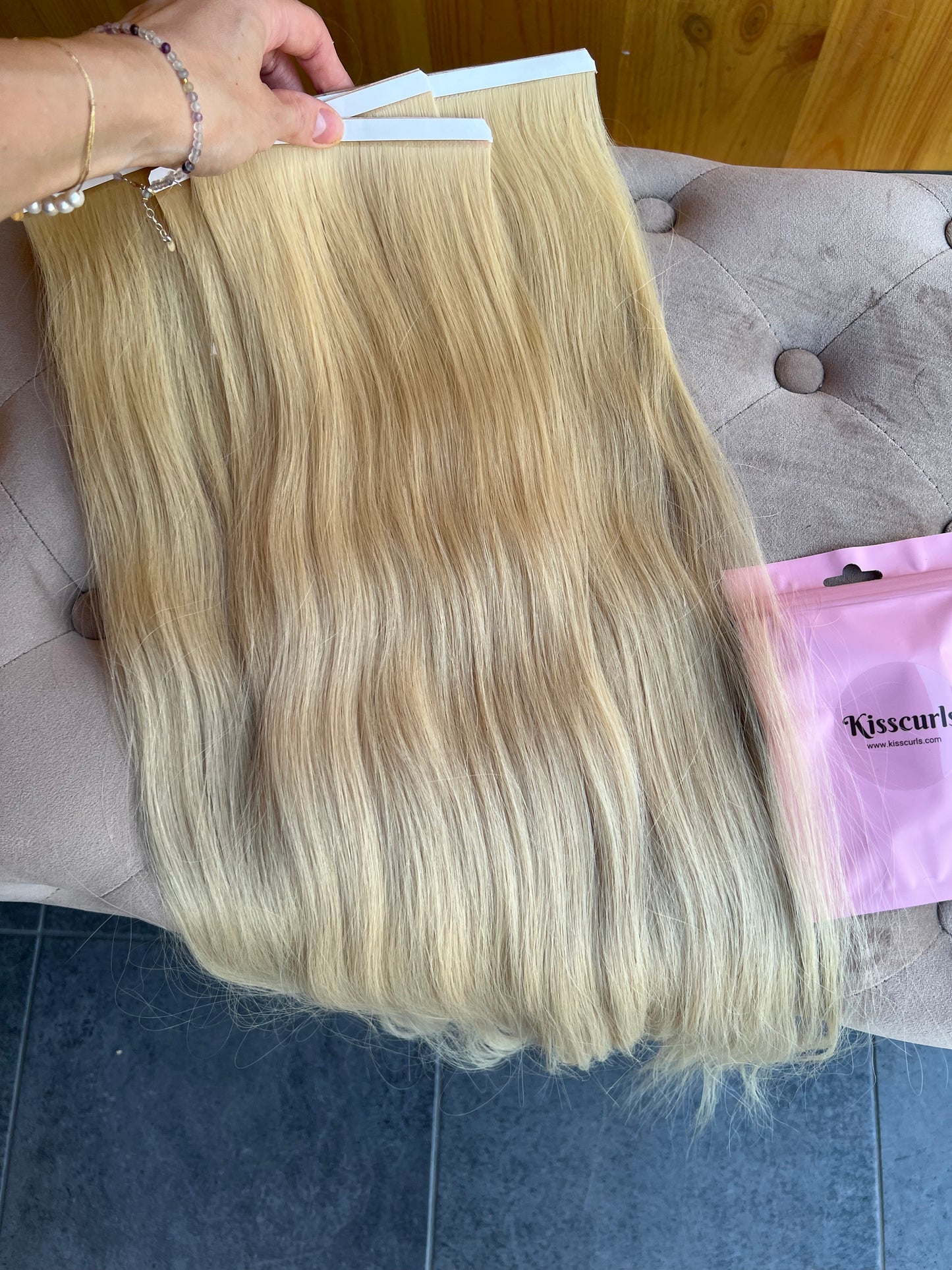 Jasny Blond włosy na taśmie  BIOTASMA Słowiańskie premium 62cm 133g