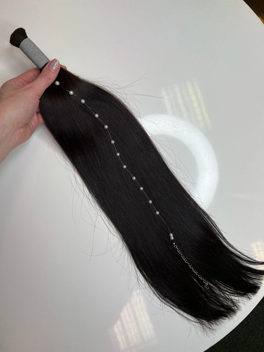 Raw High Quality Slavic Hair for Extensions Cut from One Head 56cm 95g Very Dark Brown 1B