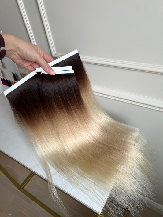 Włosy naturalne doczepiane Blond Bio taśmy zestaw 51cm 103g