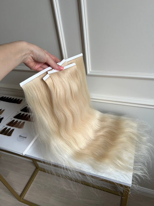 Włosy Naturalne słowiańskie blond jasny 56 cm 100 g biotaśmy