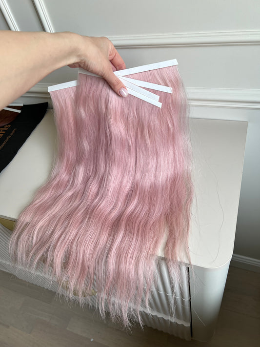 Włosy doczepiane 100 g 45 cm Biotaśmy Różowy