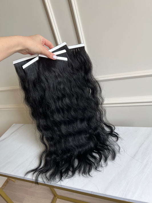 Włosy fałowane na bio taśmach  doczepiane 111g 50cm