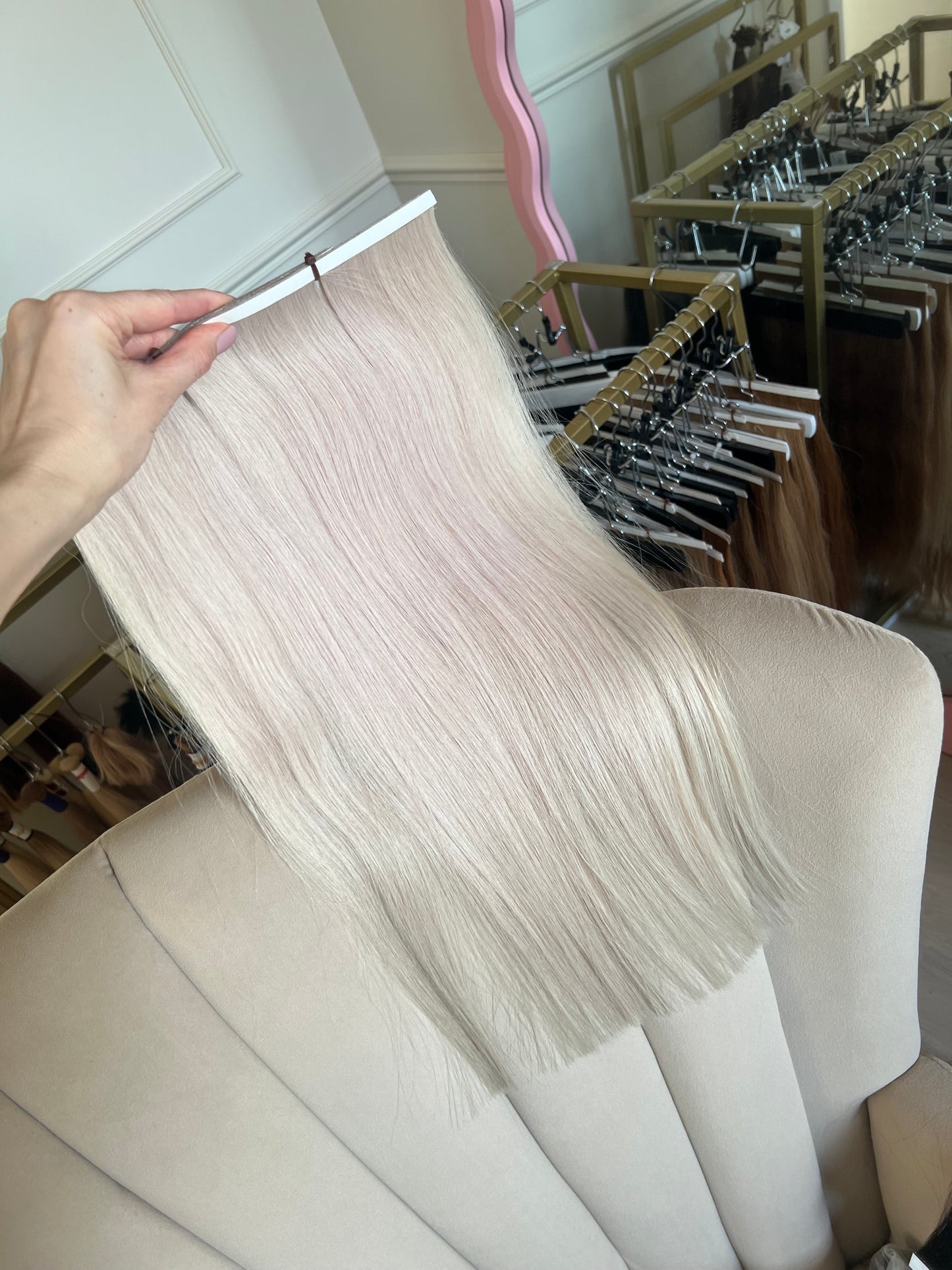 Doczepiane włosy Bio taśmy jasny Blond 94g 51cm