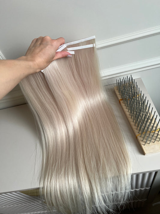 Włosy naturalne słowiańskie doczepiane jasny Blond 152 g 60 cm Bio taśmy