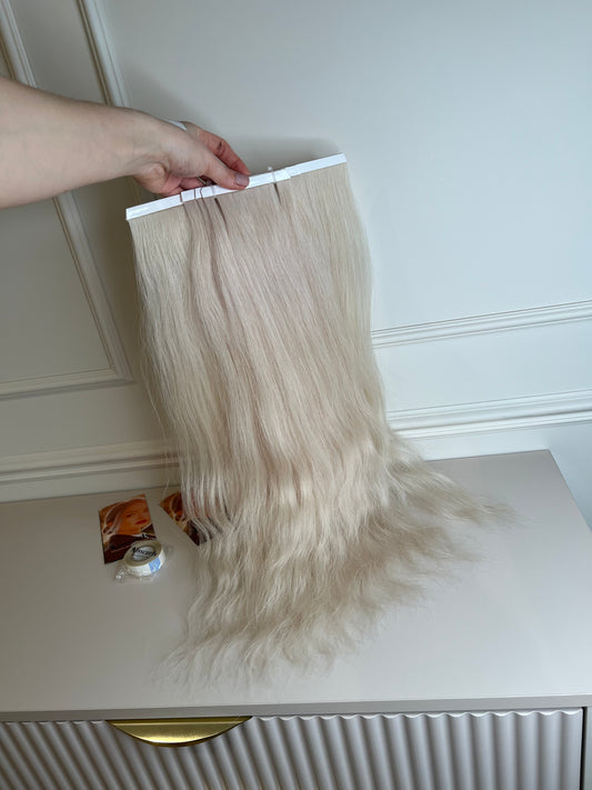 Włosy naturalne doczepiane słowiańskie holowany 98 g 55 cm 4 biotaśmy