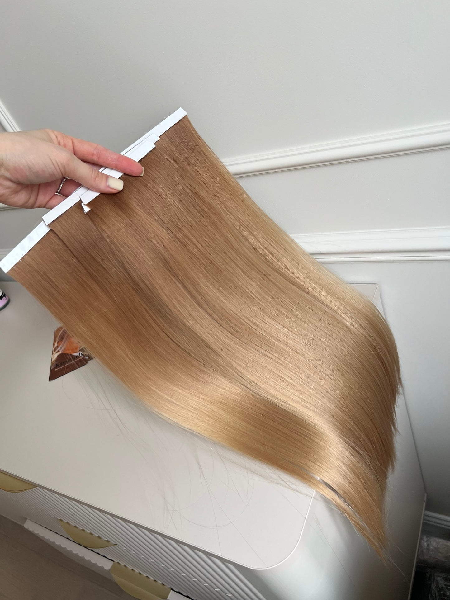 Włosy naturalne słowiańskie jednogłowe bio taśmy 136 g 53 cm ombre ciemny Blond