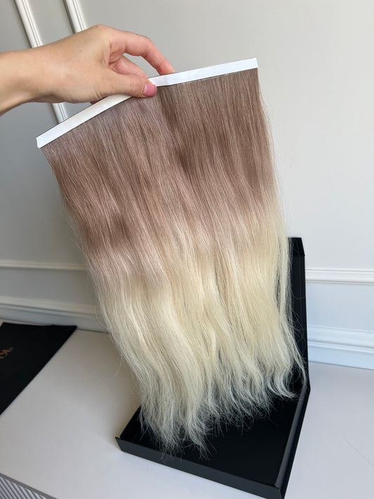 Włosy doczepiane Farbowane z dziewiczych 50 cm 48 g Bio taśmy ombre jasny Blond