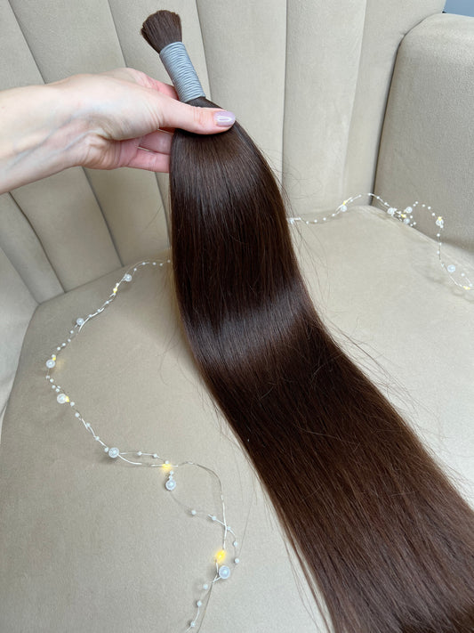 Raw Natural Slavic Hair Cut from One Head 95g 55cm Color Brown