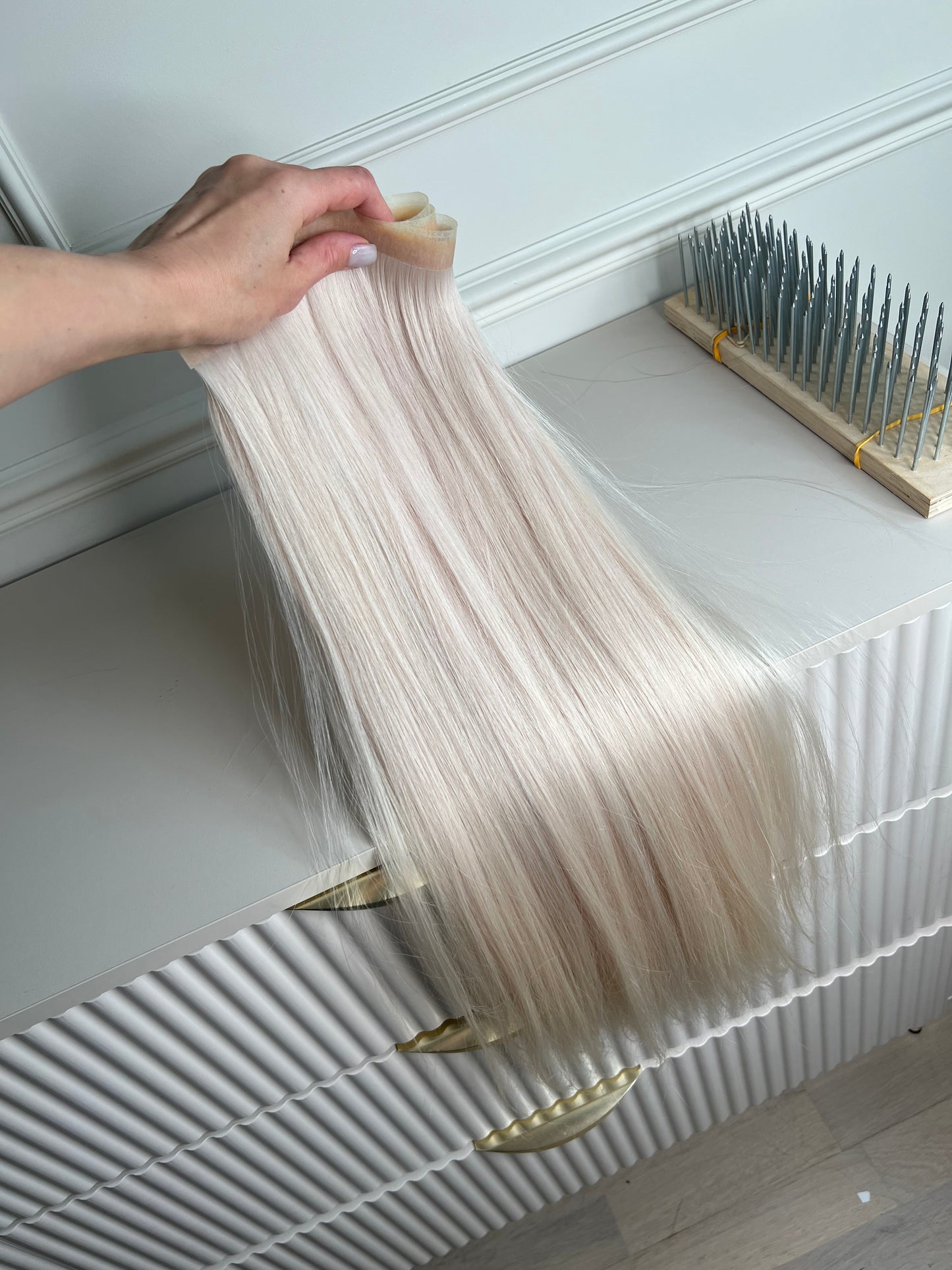 Włosy naturalne słowiańskie doczepiane jasny Blond 152 g 60 cm Bio taśmy